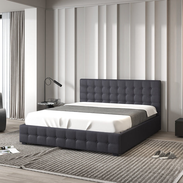 Milano Decor Eden Gas Lift Bed Dark Grey Double Double Bed Frames