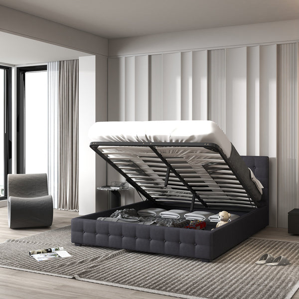 Milano Decor Eden Gas Lift Bed Dark Grey King King Bed Frames