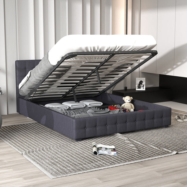 Milano Decor Eden Gas Lift Bed Dark Grey King King Bed Frames