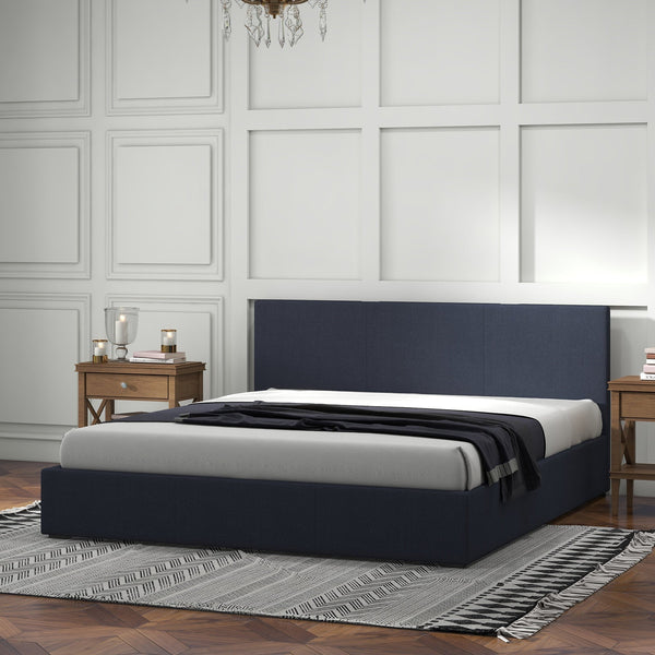Milano Luxury Gas Lift Bed With Headboard (Model 1) Charcoal No.35 Double Double Bed Frames