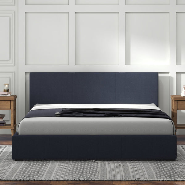 Milano Luxury Gas Lift Bed With Headboard (Model 1) Charcoal No.35 Double Double Bed Frames