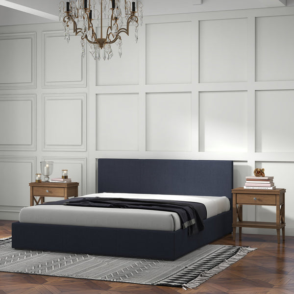 Milano Luxury Gas Lift Bed With Headboard (Model 1) Charcoal No.35 Double Double Bed Frames
