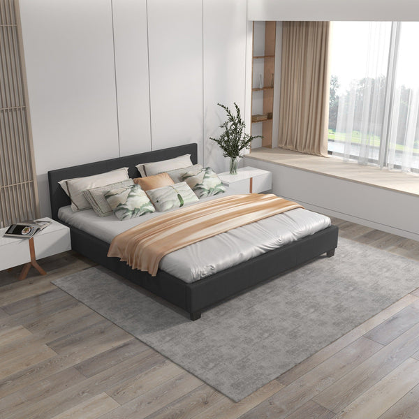 Milano Sienna Luxury Bed With Headboard (Model 2) Charcoal No.35 Single Single Bed Frames