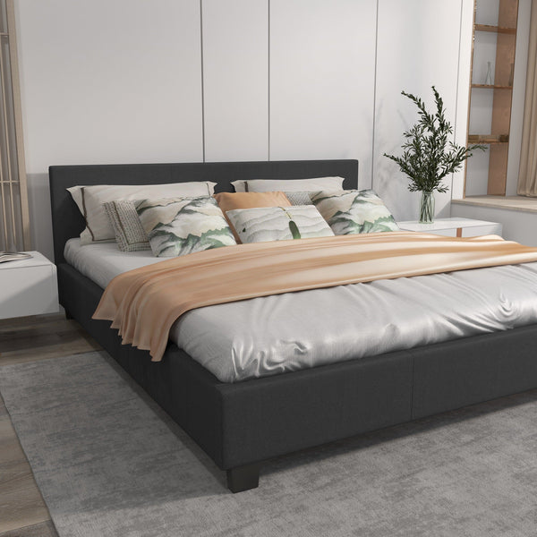Milano Sienna Luxury Bed With Headboard (Model 2) Charcoal No.35 Single Single Bed Frames