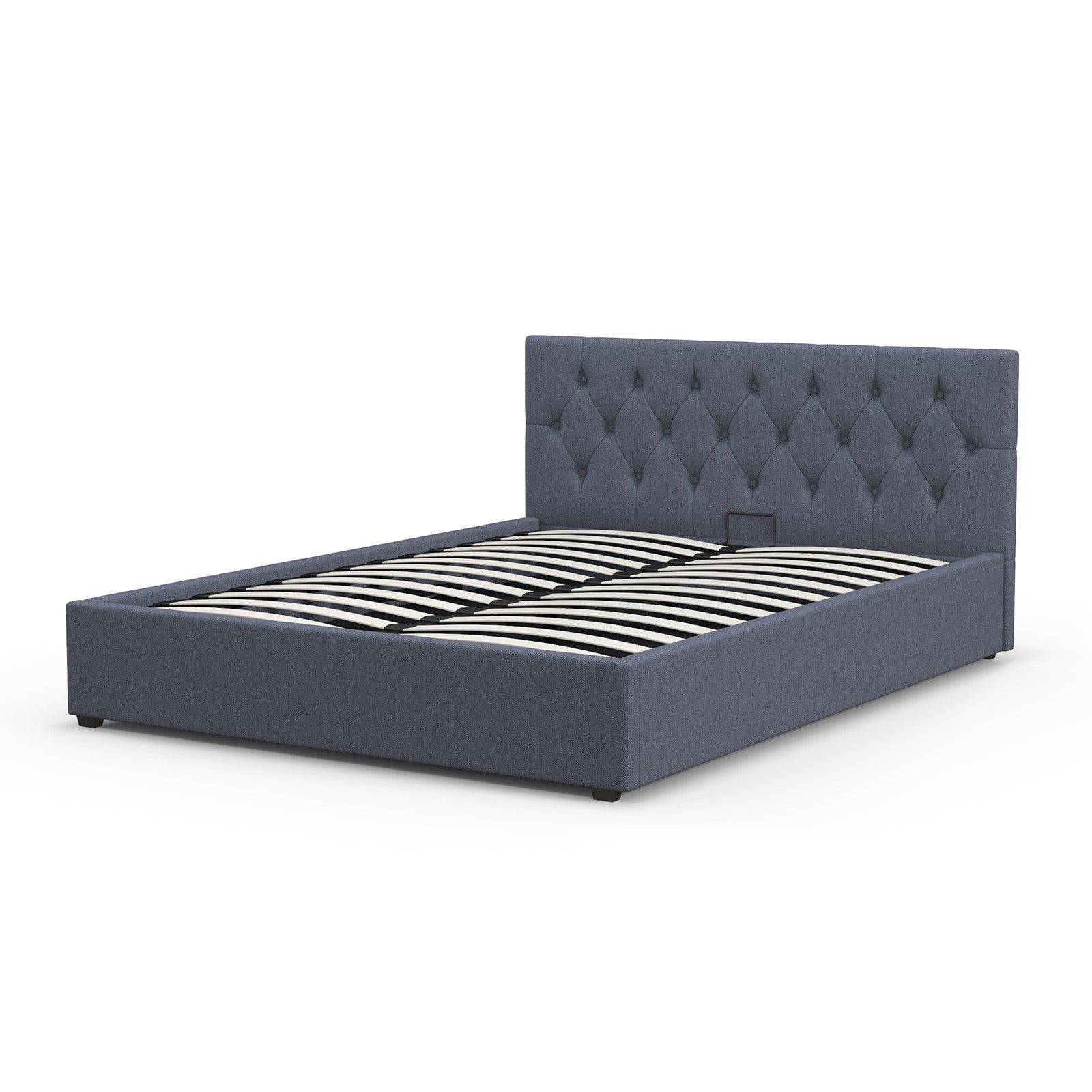 Milano Capri Luxury Gas Lift Bed With Headboard (Model 3) Charcoal No.35 Single Single Bed Frames