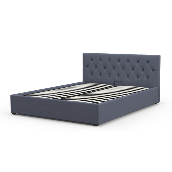 Milano Capri Luxury Gas Lift Bed With Headboard (Model 3) Charcoal No.35 Single Single Bed Frames