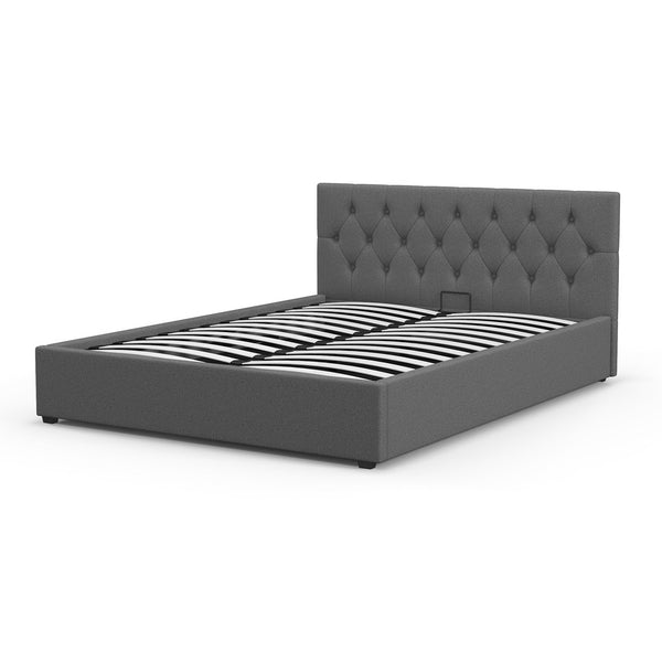 Milano Capri Luxury Gas Lift Bed With Headboard (Model 3) Grey No.28 King Single King Single Bed Frames