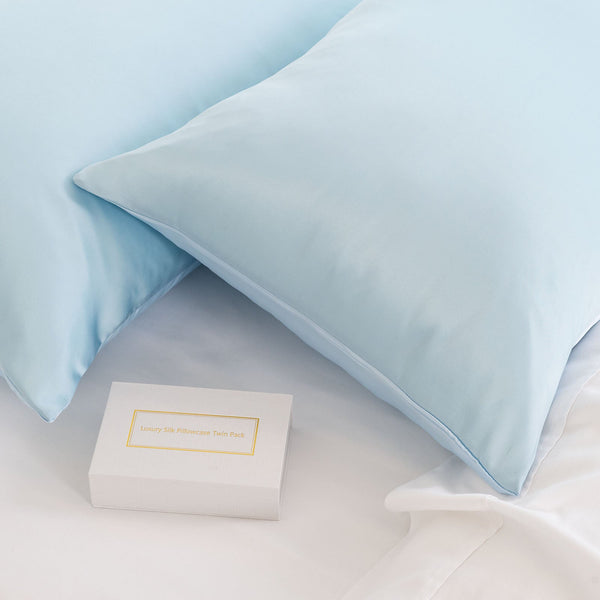 Silk Pillow Case Twin Pack Size: 51X76cm Soft Blue Pillow Cases