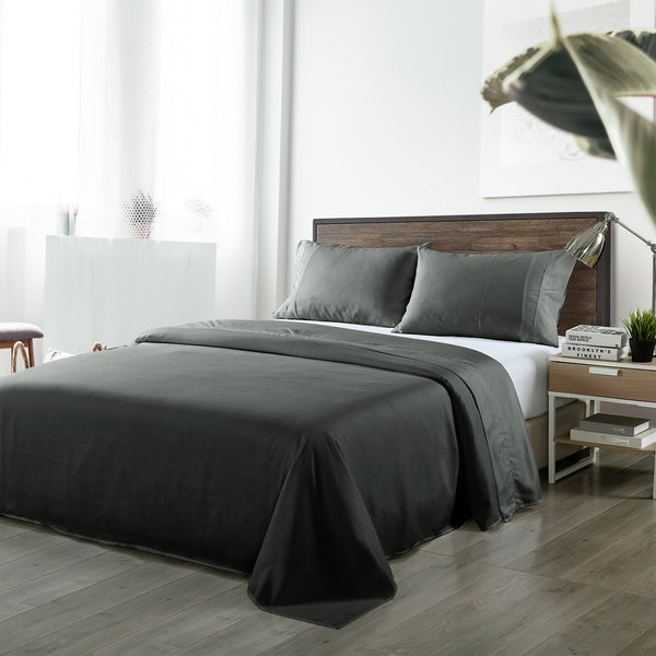 Royal Comfort Blended Bamboo Sheet Set Charcoal King Size Sheets