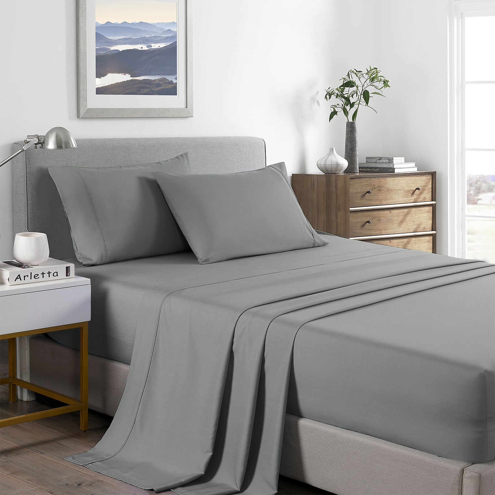 Royal Comfort Bamboo Cooling 2000Tc Sheet Set Single Mid Grey Single Bed Comforters