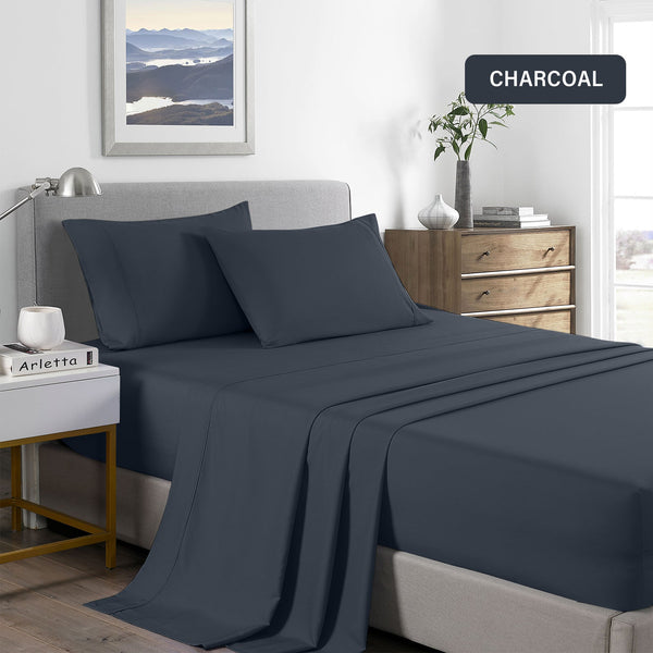 Royal Comfort Bamboo Cooling 2000Tc Sheet Set Single Charcoal Sheets