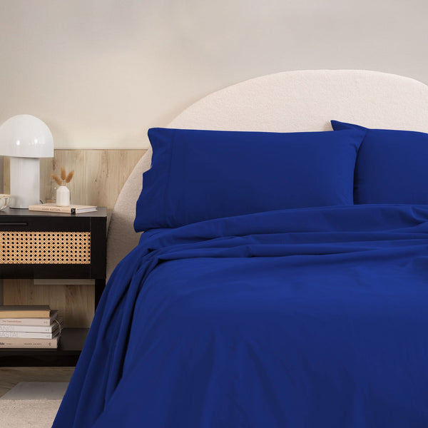 Royal Comfort Vintage Washed 100 % Cotton Sheet Set Single Blue Sheets