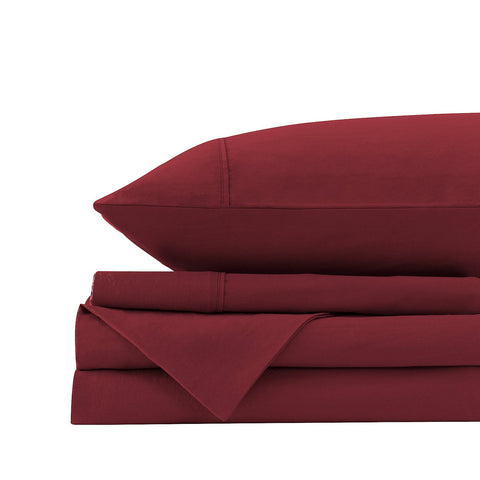Royal Comfort Vintage Washed 100 % Cotton Sheet Set Single Mulled Wine Sheets