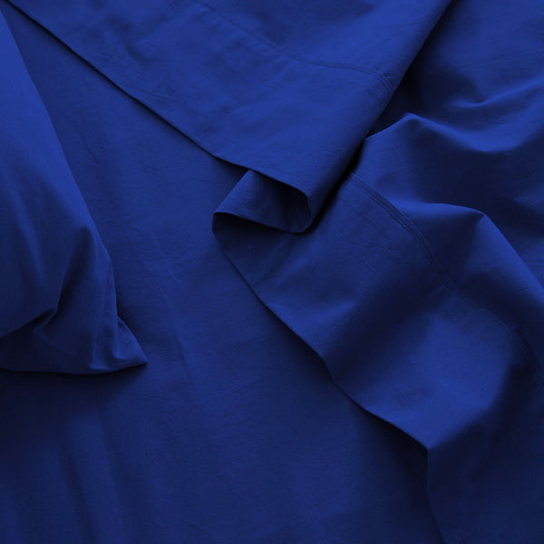 Royal Comfort Vintage Washed 100 % Cotton Sheet Set Double Blue Sheets