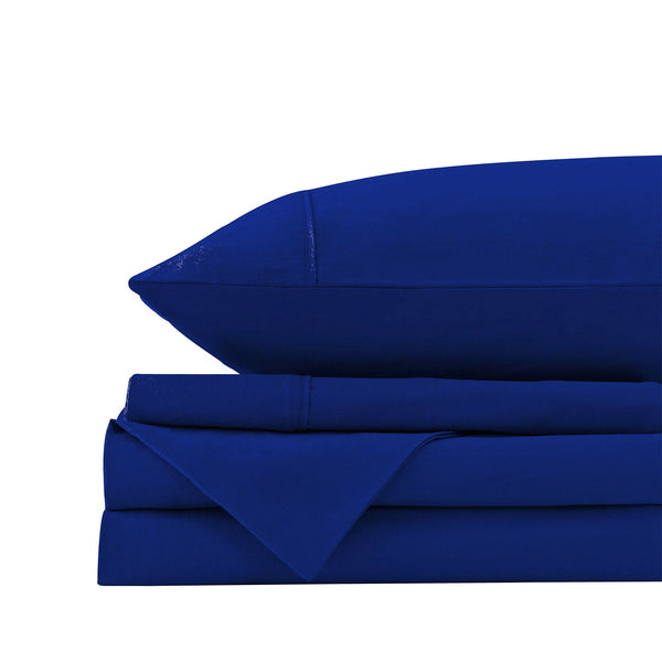 Royal Comfort Vintage Washed 100 % Cotton Sheet Set Double Blue Sheets