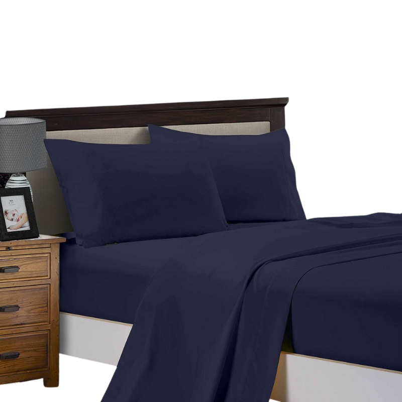 Sheets Fabric Fantastic 1000Tc Ultra Soft Super King Size Bed Midnight Blue Flat & Fitted Sheet Set