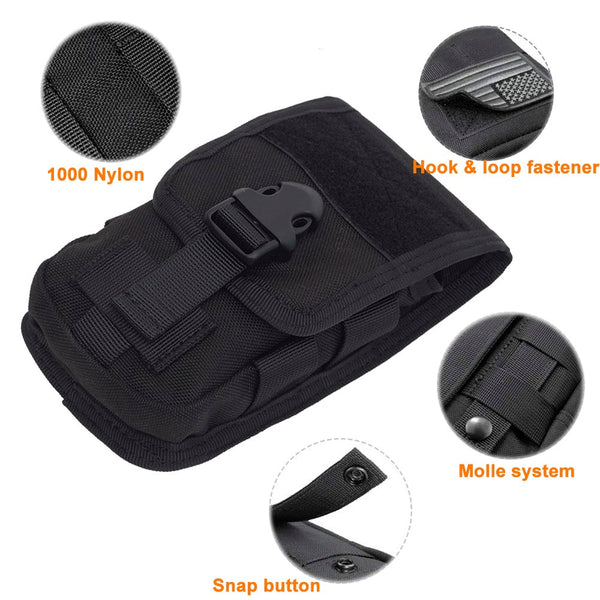 1000D Tactical Double Layer Phone Pouch Military Molle System Uility Gadget Bag Smartphone Holder With Belt Loop Hook