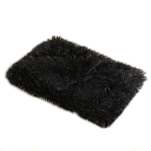 100X75cm Pet Mat Soft Fluffy Warm Fleece Blanket Black