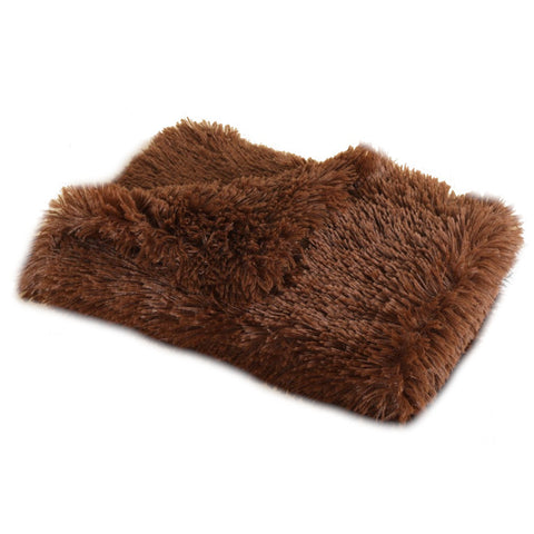 100X75cm Pet Mat Soft Fluffy Warm Fleece Blanket Brown