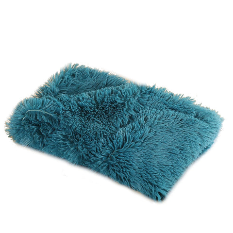 100X75cm Pet Mat Soft Fluffy Warm Fleece Blanket Steel Blue