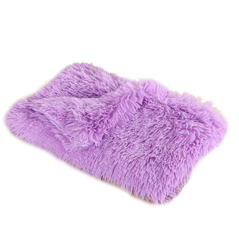 100X75cm Pet Mat Soft Fluffy Warm Fleece Blanket Purple