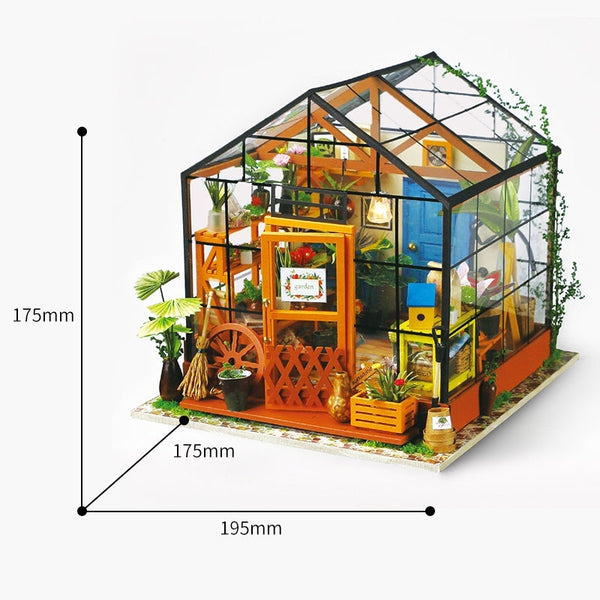 Robotime Miniature Doll House Diy Kathys Green Garden With Furniture Kit Doll Houses