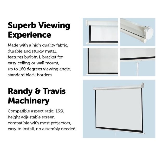 100 Inch 16:9 Manual Pull Down Outdoor Projector Projection Screen Theater Movie Projector Screens