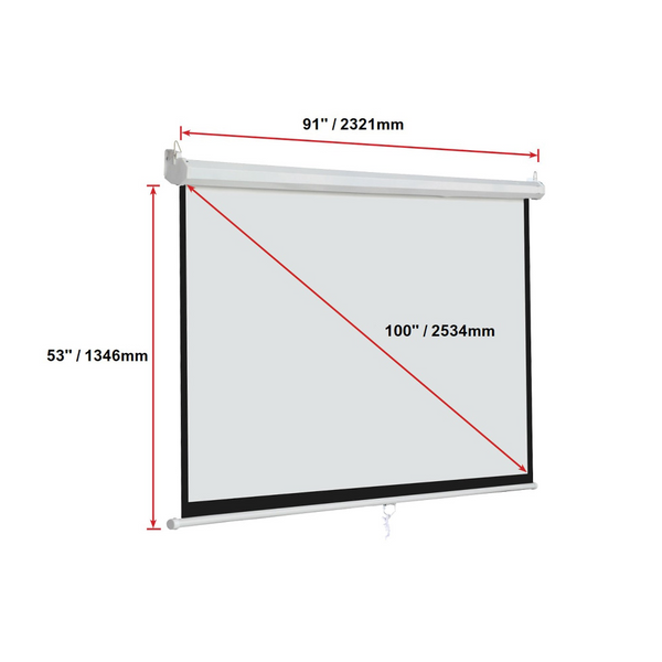 100 Inch 16:9 Manual Pull Down Outdoor Projector Projection Screen Theater Movie Projector Screens