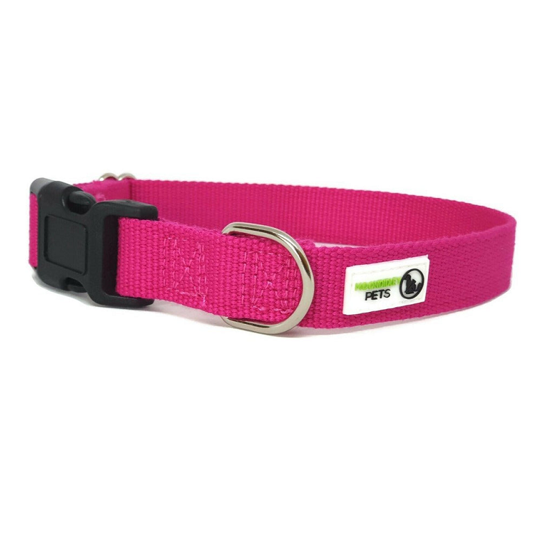 Dog Collars Moondidley Pets 100% Pure Bamboo Fibre Dog Collar Plastic Buckle Large Pink