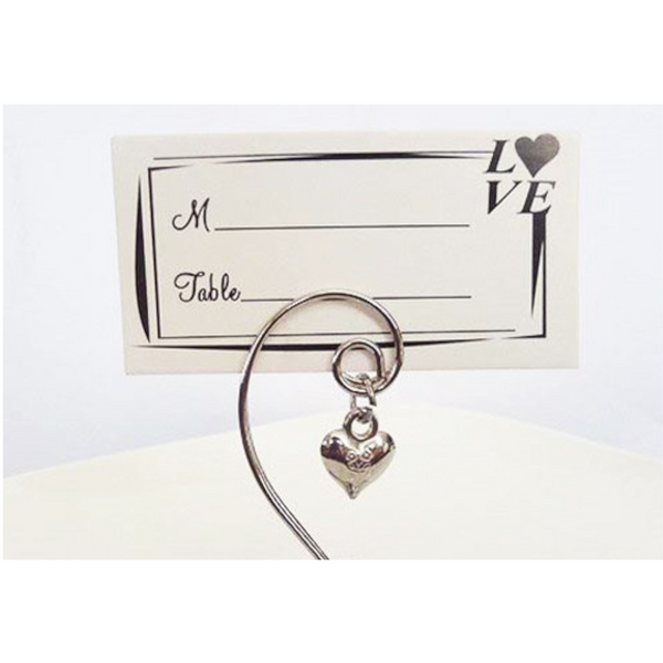 My Decorations 100 Bulk Buy Pack Of Silver Wedding Kissing Bell Name Card Stand Holder With Heart In Ring Bomboniere Favour Gift Table Name Cards
