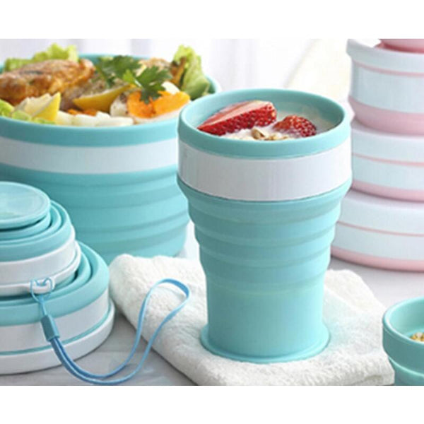 100Ml Silicone Folding Cup Set Water Outdoor Student Practical Coffee Mug Plastic Blue Mugs
