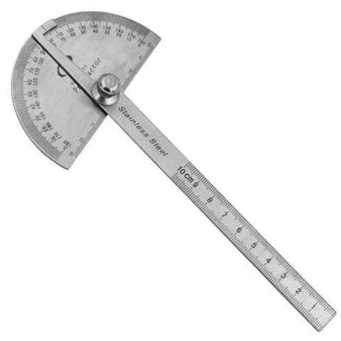 Carbon Steel Protractor Ruler 180 Degree Rotating Angle Round Head 10Cm Length Caliper Protractors