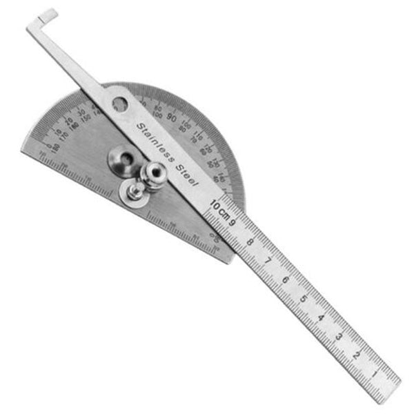 Carbon Steel Protractor Ruler 180 Degree Rotating Angle Round Head 10Cm Length Caliper