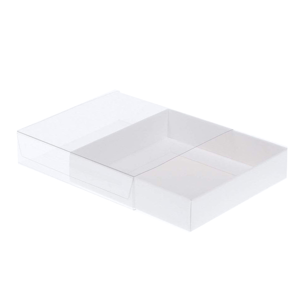 My Decorations 100 Pack Of 10Cm Square Coaster Favor Function Product Presentation Cookie Biscuit Patisserie Gift Box 4Cm Deep White Card With Clear S