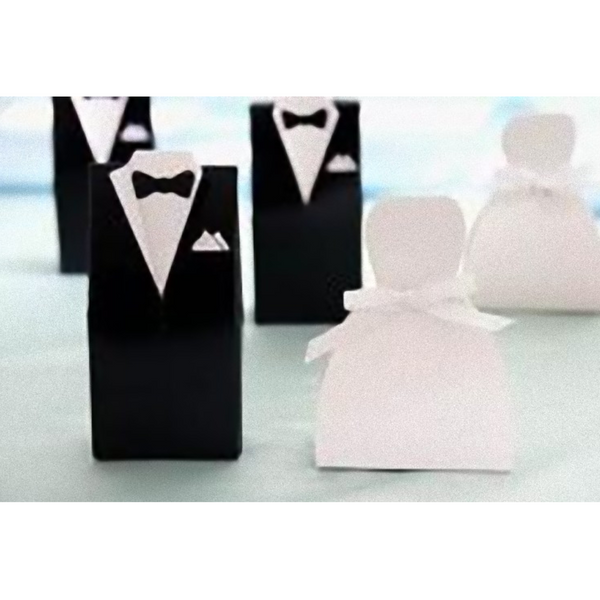 100 Pack Of 50 Bride Gown And Groom Tux Wedding Bridal Bomboniere Favor Candy Choc Almond Box - Nw