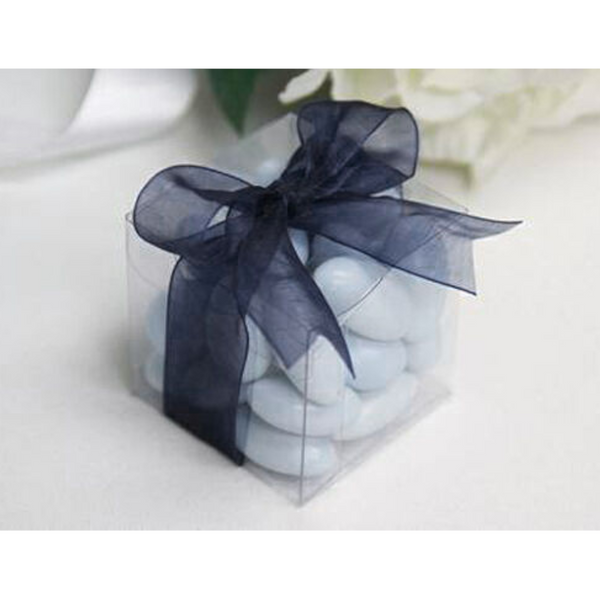 100 Pack Of 5Cm Clear Pvc Plastic Folding Packaging Small Rectangle/Square Boxes For Wedding Jewelry Gift Party Favor Model Candy Chocolate Soap