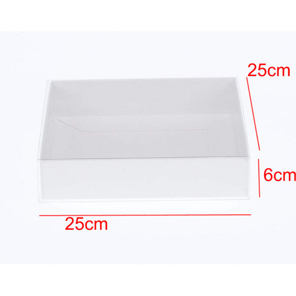 My Decorations 100 Pack Of White Card Box Clear Slide On Lid 25 X 6Cm Large Beauty Product Gift Giving Hamper Tray Merch Fashion Cake Sweets Xmas Gift