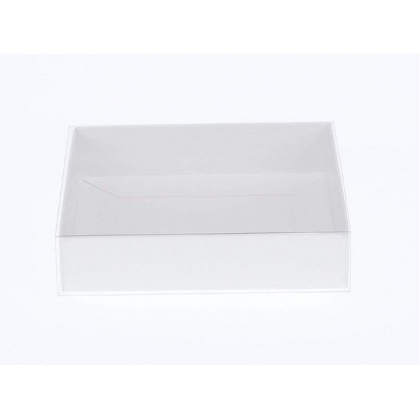 My Decorations 100 Pack Of White Card Box Clear Slide On Lid 30 X 20 8Cm Large Beauty Product Gift Giving Hamper Tray Merch Fashion Cake Sweets Xmas G