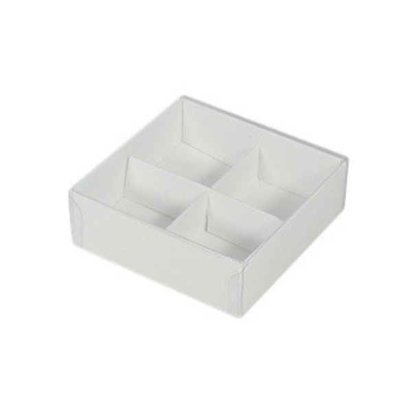 My Decorations 100 Pack Of White Card Chocolate Sweet Soap Product Reatail Gift Box 4 Bay Compartments Clear Slide On Lid 8X8x3cm Gift Boxes