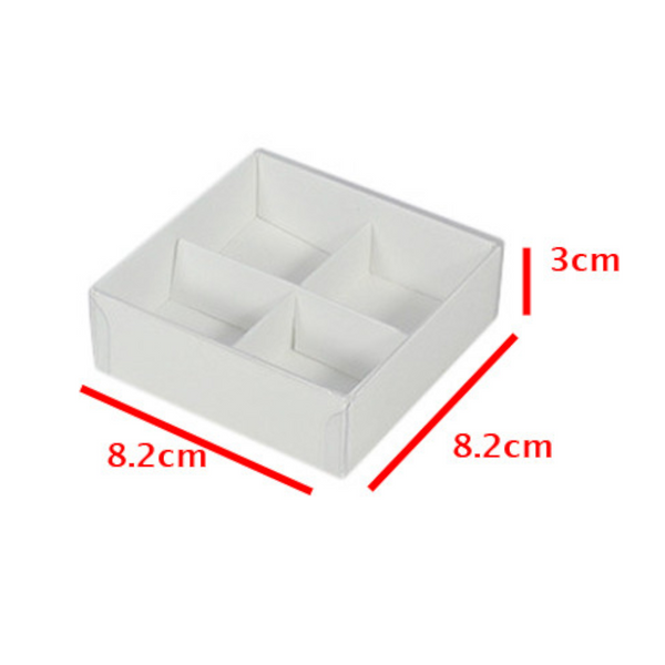 My Decorations 100 Pack Of White Card Chocolate Sweet Soap Product Reatail Gift Box 4 Bay Compartments Clear Slide On Lid 8X8x3cm Gift Boxes