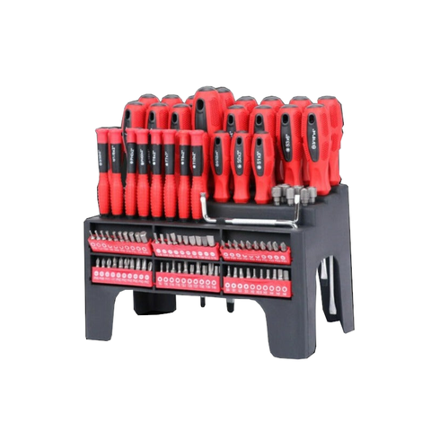 Horusdy 100Pc Screwdriver Set Ratchet Handle Socket Slot Pozi Hex Star Square Bits Rack Screwdrivers & Nutdrivers
