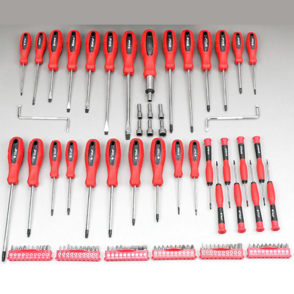 Horusdy 100Pc Screwdriver Set Ratchet Handle Socket Slot Pozi Hex Star Square Bits Rack Screwdrivers & Nutdrivers