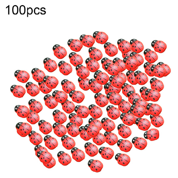 100Pcs Self Adhesive Mini Ladybug Micro Landscape Decor Diy Craft Sculptures & Figurines