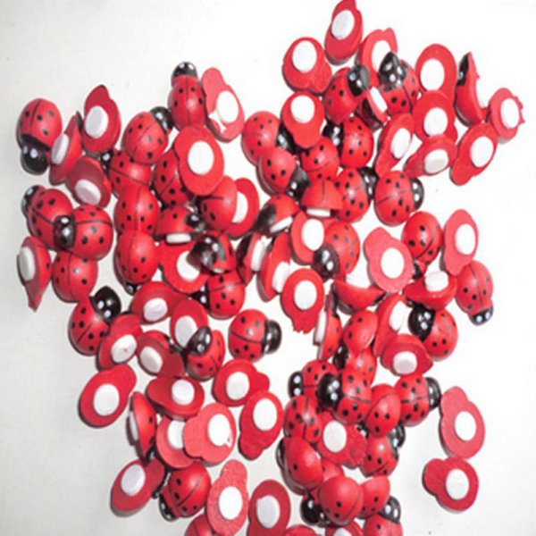 100Pcs Self Adhesive Mini Ladybug Micro Landscape Decor Diy Craft Sculptures & Figurines