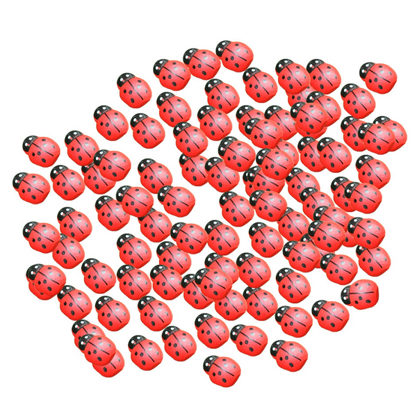 100Pcs Self Adhesive Mini Ladybug Micro Landscape Decor Diy Craft Sculptures & Figurines