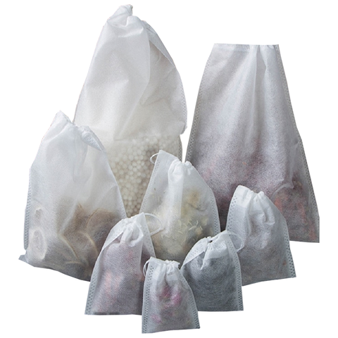 100 Pieces Tea Bags Nonwoven Fabric Filter Spice Infuser With String Food Storage Containers