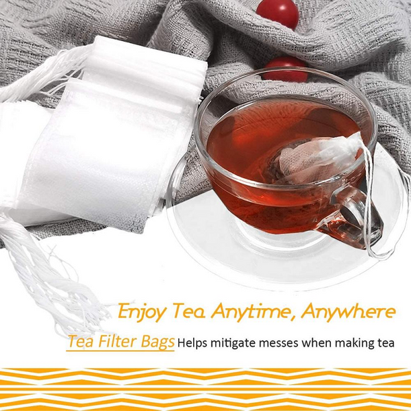 100 Pieces Tea Bags Nonwoven Fabric Filter Spice Infuser With String Food Storage Containers