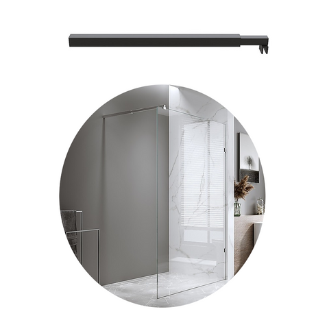 Della Francesca 100X200cm Single Shower Glass Screen With Black Brackets & Square Pole Shower Enclosures