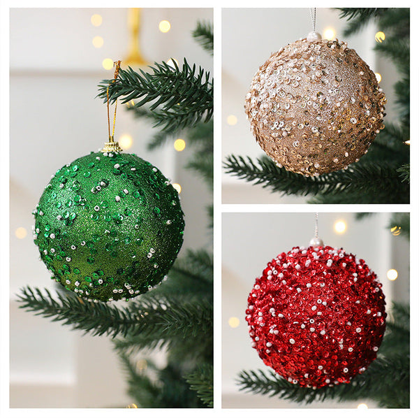 Christmas Tree Ornament 10Cm Pearl Sequin Foam Ball Decorative Hanging Window Decoration Seasonal Decorations