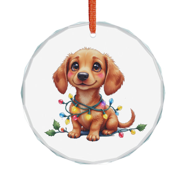 Crystal Glass Ornament Cute Dachshund Christmas Tree Decoration Dog Lover Gift Holiday Lights Seasonal Decorations